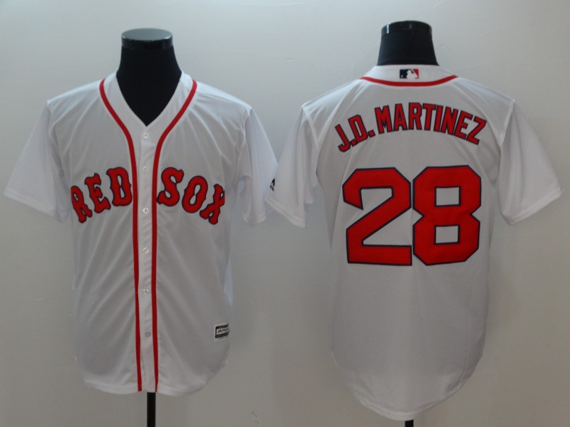 2018 Men Boston Red Sox #28 J.D.Martinez white game jerseys